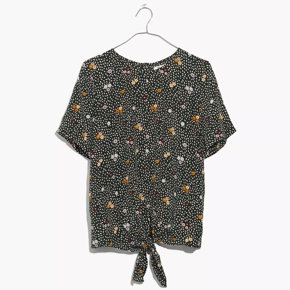 MADEWELL Silk Button-Back Tie Tee in Dropleaf Floral Size Small - Picture 11 of 11